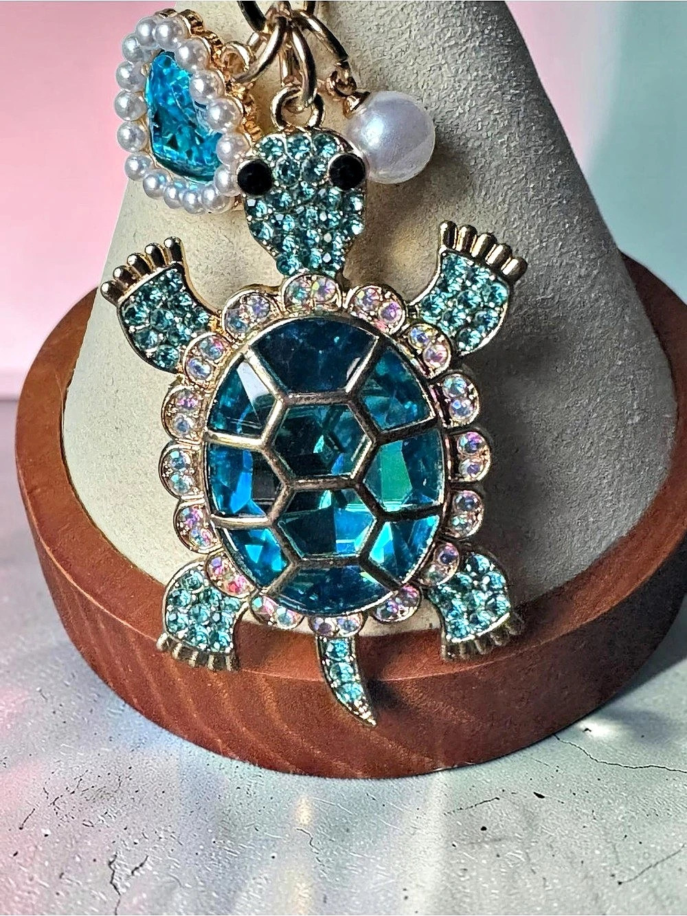 Blue & Gold Turtle Keychain NIP